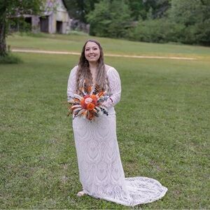 Lace Long Sleeve Wedding Dress with Veil